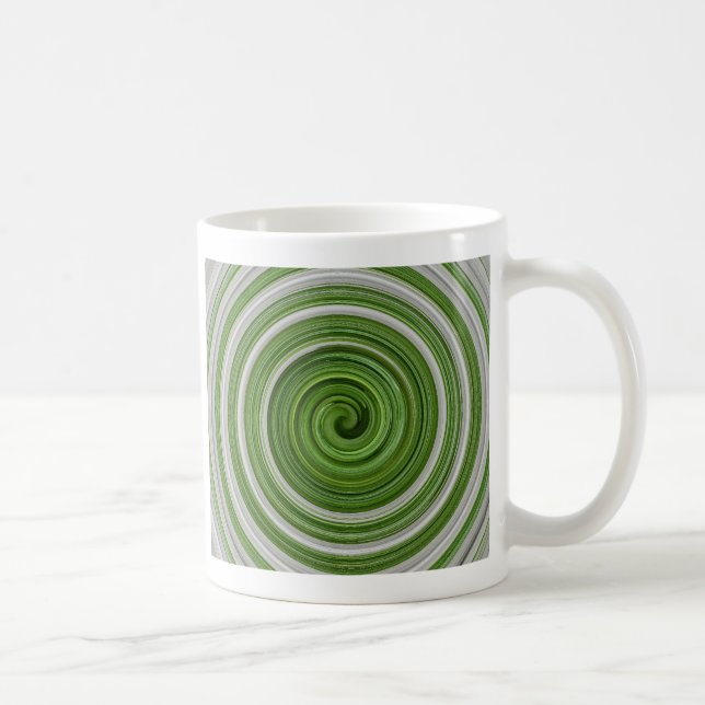 Green and white spiral pattern coffee mug (Right)