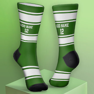 Green and White Sport Jersey - Name Number Socks