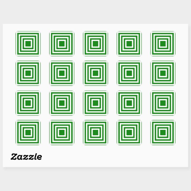 Green and White Square Stripes Sticker (Sheet)