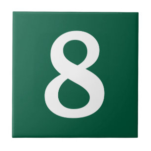 Green and white street address house number tile