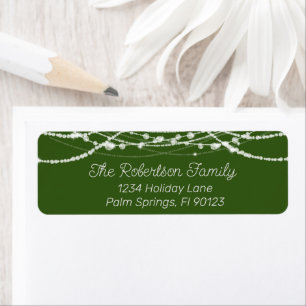 Green and White String Lights Return Address