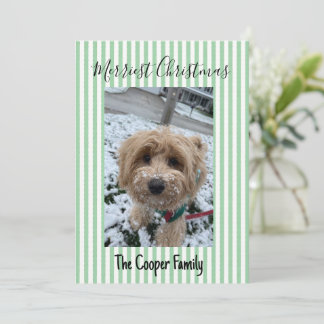 Green and White Stripe Christmas Card