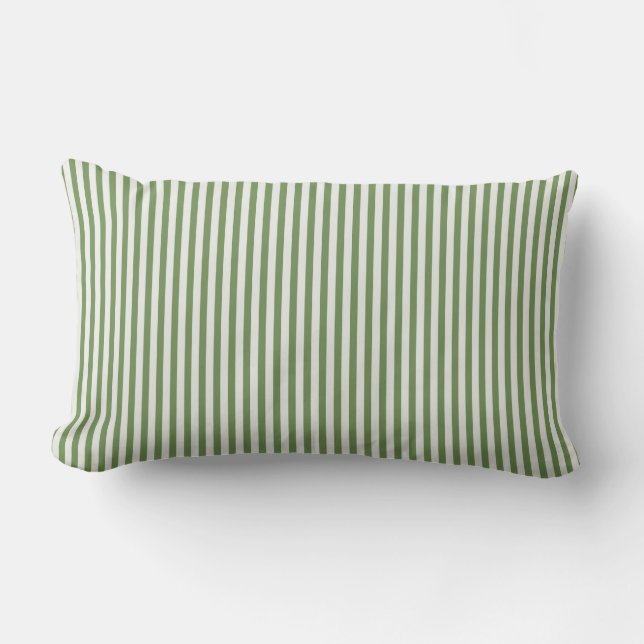 Green and White stripe lumbar  throw pillow (Front)
