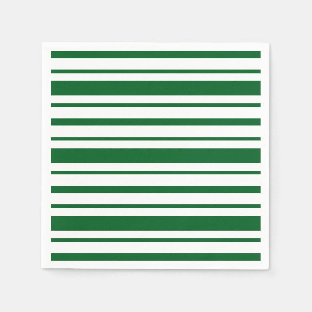 Green and White Stripe Pattern Napkin (Front)