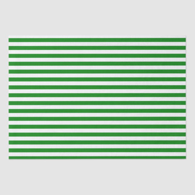 Green and White Striped Christmas or All Occasion Tissue Paper (Front)