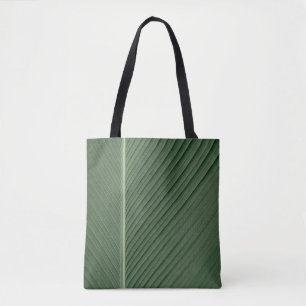 Green and white striped textile tote bag