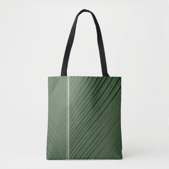 Green and white striped textile tote bag (Front)