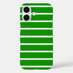 Green and White Stripes Design iPhone 16 Case