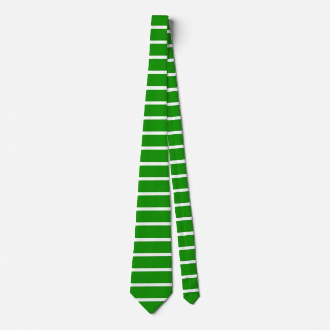 Green and White Stripes Design Tie (Front)