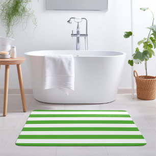 Green and White Stripes Editable Colours Bath Mat