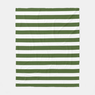 Green and White Stripes Fleece Blanket