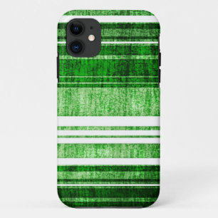 Green and White Stripes grunge texture iPhone 11 Case