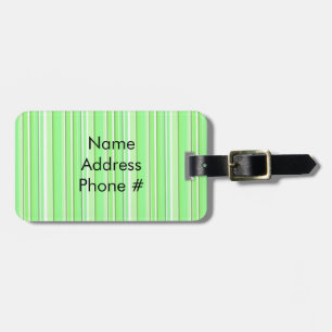 Green and White Stripes Luggage Tag