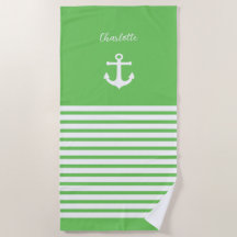 Green and White Stripes Nautical  Personalised 