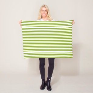 Green and white stripes on fleece blanket