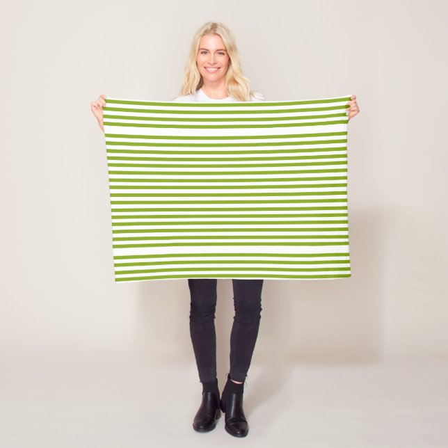 Green and white stripes on fleece blanket (In Situ)