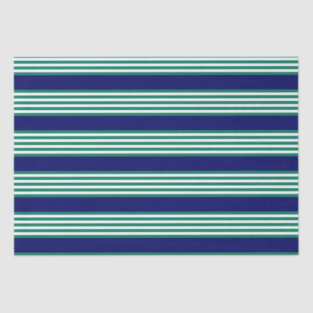 Green and white stripes pattern with navy blue tissue paper (Front)