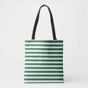 Green and White Stripes Tote Bag