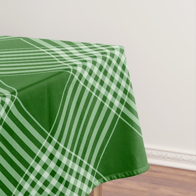 Green And White Tartan Plaid Tablecloth (In Situ)