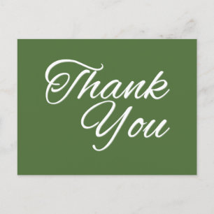 Green and White Thank You Trendy Classical Postcard