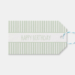 Green and White Ticking Stripe Personalised Gift Tags