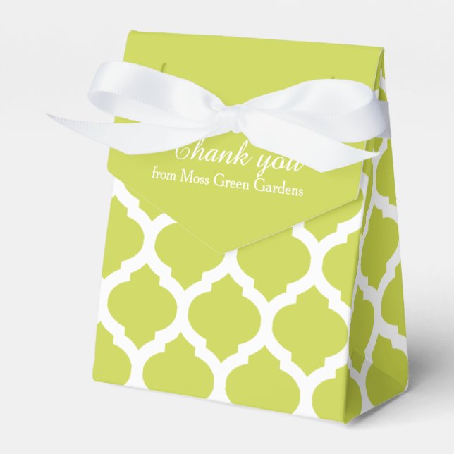 Green and white trellis pattern thank you gift box (Front Side)