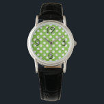 Green and White Trendy Polka Dots Watch<br><div class="desc">Always in style,  this colourful watch features a bright green and white polka dot pattern with large,  whimsical clock face numbers. Make a fashion statement. This watch is available in a range of styles shown on the right lower side of the screen.</div>