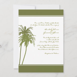 Green and White Tropical Palms Invitation