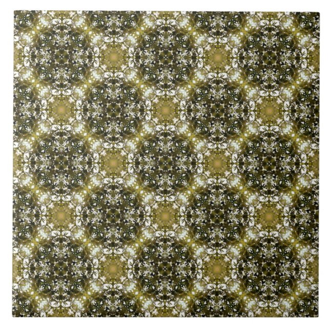 Green and White Urban Nature Pattern Tile (Front)
