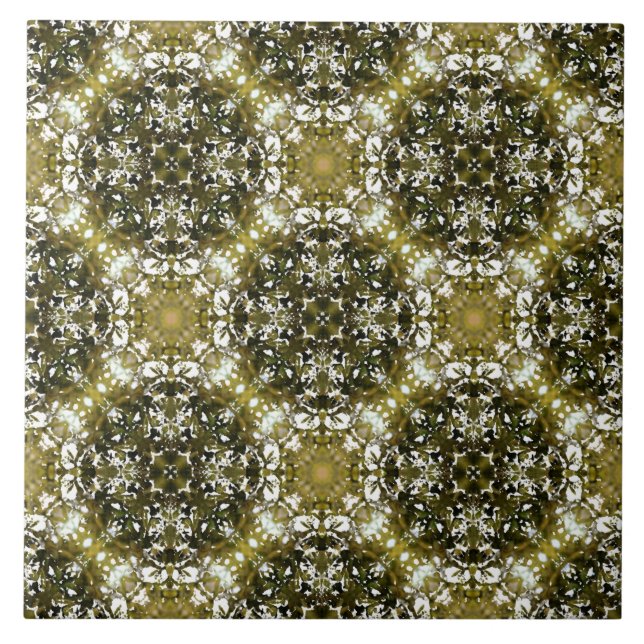 Green and White Urban Nature Pattern Tile (Front)