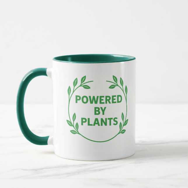 Green and White Vegan Plant Based Mug (Left)