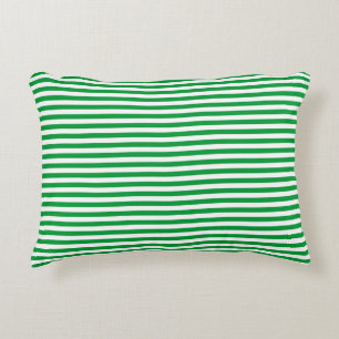 Green and White Vintage Thin Stripes Decorative Cushion