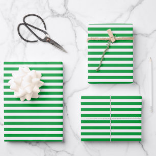 Green and White Vintage Thin Stripes Wrapping Paper Sheet