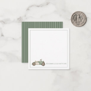 Green and White Vintage Toy Car Personalised Card