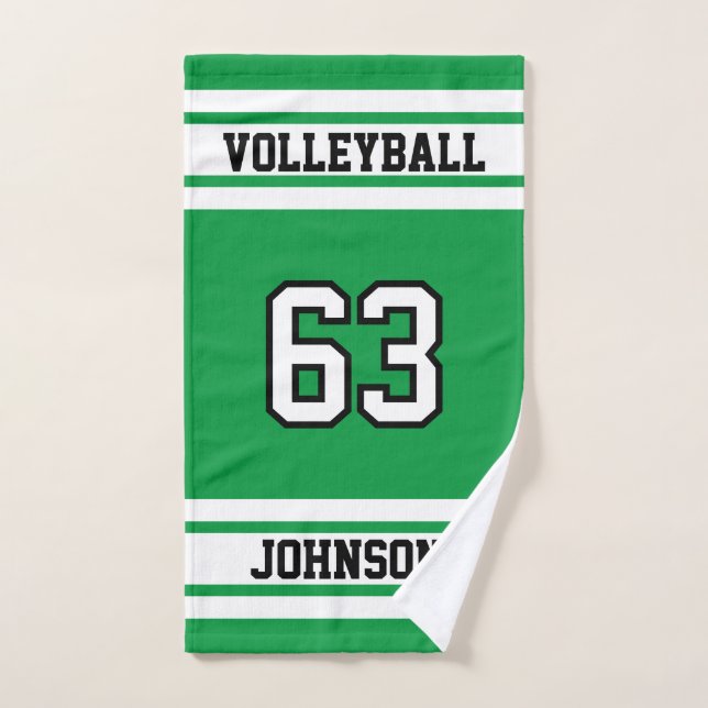 Green and White 🏐 Volleyball - 100% Customise Hand Towel (Hand Towel)