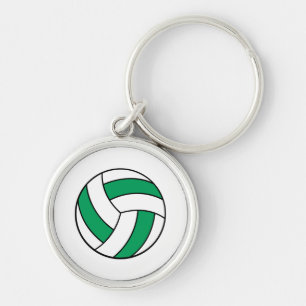 green and white volleyball key ring