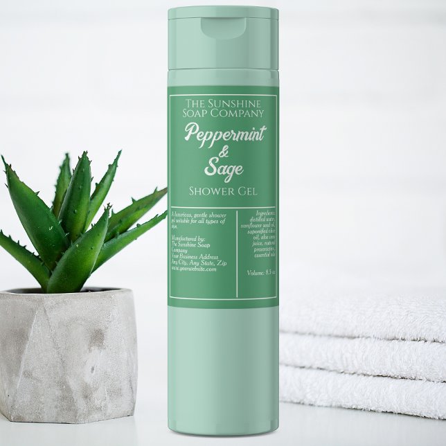 Green and white waterproof cosmetics bottle label (Creator Uploaded)