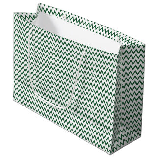 GREEN AND WHITE ZIG ZAG LARGE GIFT BAG