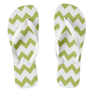 Green and white zigzag chevron design pastel jandals