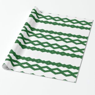 Green and White Zigzag Design Wrapping Paper