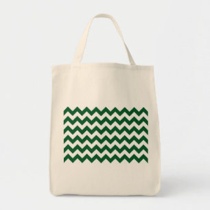 Green and White Zigzag Tote Bag