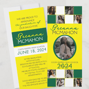 Green and Yellow 9 Photo Graduation Announcement