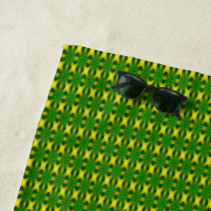 Green and yellow abstract beach towel