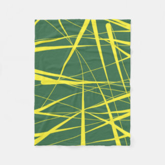Green and Yellow Abstract Lines Fleece Blanket