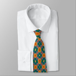 Green and Yellow Abstract Neck Tie