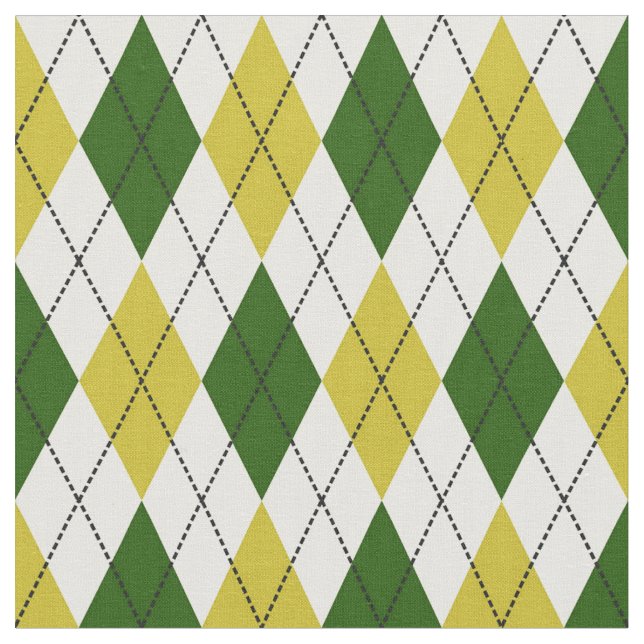 Green and Yellow Argyle Pattern Fabric (Close Up)