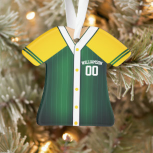 Green and Yellow Baseball Jersey Ornament