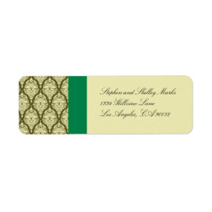 Green and Yellow Damask Wedding Labels