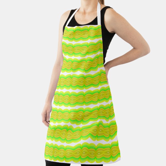 Green And Yellow Figure Eight Ribbon Pattern Art Apron (Insitu)
