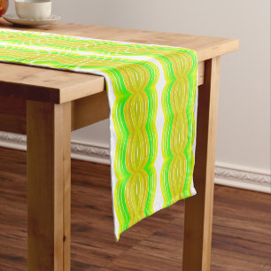 Green And Yellow Figure Eight Ribbon Pattern Art Short Table Runner